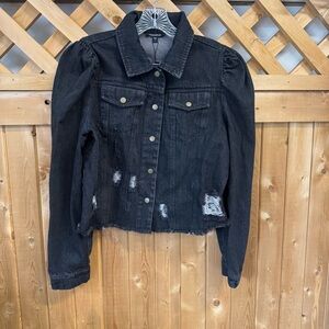 Mittoshop Dark Women’s Denim Distressed Jacket Size L